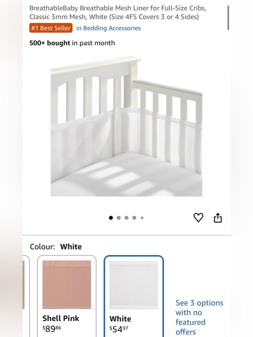 BreathableBaby Mesh Liner for Full Size Cribs - NEW white